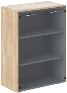 Шкаф средний со стеклянными дверьми и обвязкой DMC 85.2 Дуб Каньон 892х470х1185